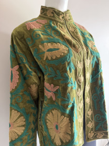 Chaqueta de Otoño para Mujer, Estilo Boho Chic, con Bordado Floral, Terciopelo Transpirable, Cuello Mandarín, Manga Larga, Forro de Algodón Hecho a Mano - Product Image 5