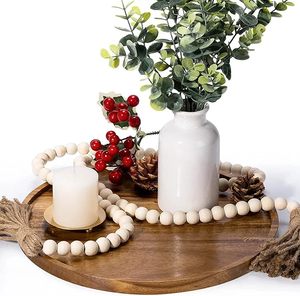 Plateau décoratif en bois arrondi, plateau de présentation pour table, tapis de service pour la maison, le bureau, la décoration des fêtes - Product Image 1