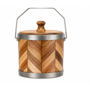 Seau à glace en bois artisanal avec couvercle et poignée, double paroi en acier inoxydable isolé, pour bar, hôtel et maison - Product Image 2