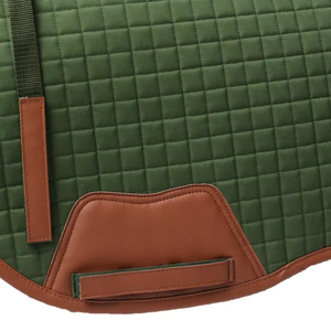 Tapis de selle matelassé vert avec bordure marine et rayures colorées en polyester - Product Image 6