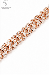 Premium Cuban link <b>bracelet</b> in rose gold with oversized links hand set lab grown diamonds luxury fashion statement jewelry - Product Image 4