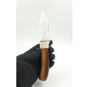 Cuchillo de cristal transparente de alta calidad con mango de cristal, hoja con punta de flecha tallada a mano, decoración espiritual, decoración para brujas, venta al por mayor - Product Image 5