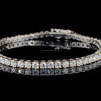 3mm Lab Grown Diamond DEF Tennis Bracelet VVS Clarity 925 Starling Silver Cuff Links or Tie Clips Bridal Wedding Gift for Her