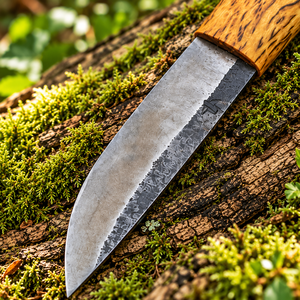 Couteau de survie artisanal avec manche en bois de croûte d'arbre, lame en acier au carbone, étui en cuir, couteau utilitaire pour le camping en plein air - Product Image 3