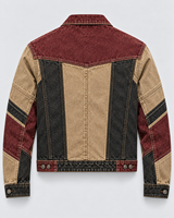 Veste en jean vintage patchwork pour homme, col rabattu, boutonnage simple, color block, vêtement d'extérieur automne, prix de gros