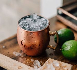 Copper cocktail mug set for rainforest lodge refreshment themes hammered finish metal <b>cups</b> durable <b>reusable</b> bar serving mugs - Product Image 2