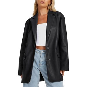 2025 2024 femmes Faux cuir Bomber manteau d'hiver solide motif tenue avec Logo personnalisé grande taille automne vêtements de mode - Product Image 4