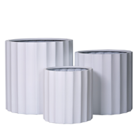 Vente en gros d'usine, grand pot rond en fibre de pierre, pot de fleurs extérieur, pot en béton GRP, pot en ciment