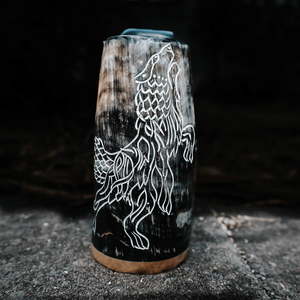 Mug à boire artisanal en corne de buffle, motif ours, forme naturelle, 500 ml, couvercle écologique, cadeau de fête, isolation thermique 12-24h - Product Image 4