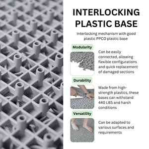 Carreaux de pont à emboîtement gris de 12x12 pouces en plastique PE extérieur imperméable à l'eau caractéristique antidérapante tous temps pour salle de bain douche forte - Product Image 5