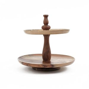 Support à gâteau rond en bois de Sheesham, présentoir élégant pour cupcakes, fruits et desserts, support de service pour pizzas, idéal pour les fêtes, mariages et anniversaires - Product Image 1