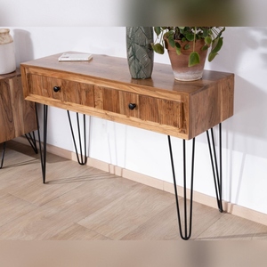 Consola Royal Structure de Andana en madera de acacia con patas de metal y frentes con relieve Wendy - Product Image 5