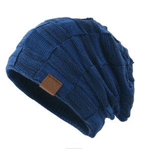 Hand Knitted Beanie Hat With Contrast Color Blocking Design Acrylic <b>Winter</b> <b>Cap</b> Unisex Adult 56-58CM Casual Style - Product Image 4