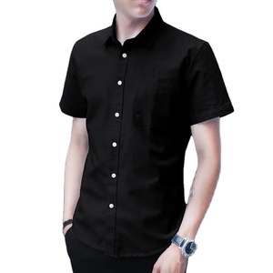 Top ajustado informal de verano para hombre, camisa de manga corta con solapa abotonada, Color sólido, tela de 180 gramos, tamaño de tela, camisetas únicas de 2017 - Product Image 1