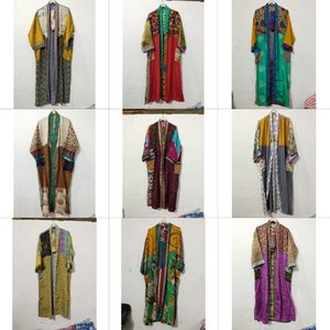 Kimono de Talla Única con Estampado Floral Vintage, Saari de Seda con Parches, Elegante y Casual, con Cierre de Cordón, Suave, Transpirable y Sexy, de Longitud Completa - Product Image 1