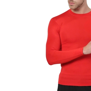 Lean Profile Mens Long Sleeve Compression Shirt Crew Neck Quick Dry Polyester Plain Body Fit Training Baselayer OEM <b>Maker</b> Vendor - Product Image 1