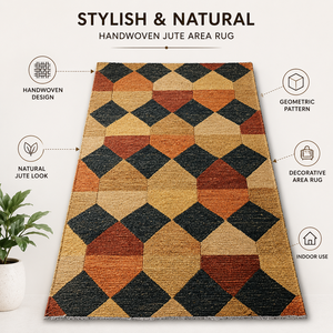 Alfombra de Yute Natural, Moderna, Geométrica, Hecha a Mano, Ecológica, Apta para Mascotas, para Sala de Estar, Dormitorio, Pasillo, Decoración del Hogar - Product Image 6