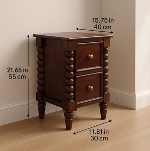 Mesa de Noche de Madera Maciza, Diseño Rectangular Premium, con 1 Cajón y 1 Bandeja Superior, Colección Disponible al Mejor Precio - Product Image 5