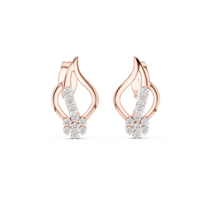 Boucles d'oreilles pendantes en or rose 14 carats avec diamant rond cultivé en laboratoire pour femmes |   Vêtements de bureau |   Nouveau diamant cultivé - Product Image 1