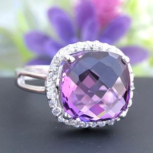 Natural Amethyst Engagement <b>Ring</b> For Women 925 Sterling Silver Solid Cut February Birthstone Jewelry - Product Image 1