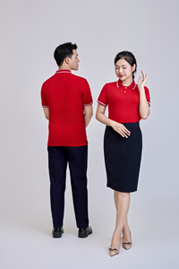 เสื้อโปโลผู้ชาย FMF สีแดง |   ชุดยูนิฟอร์มลำลองแขนสั้น |   ผ้าถัก TC 60/40 |   บริการโลโก้แบบกำหนดเอง OEM - Product Image 2