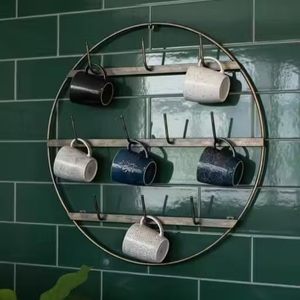 Support mural circulaire en métal pour tasses, organisateur de vaisselle de cuisine moderne à trois niveaux, design durable - Product Image 4