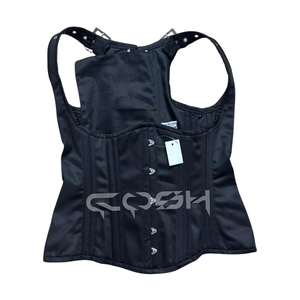 Corset de taille sous-poitrine noir en coton de haute qualité pour femme avec bretelles réglables, ceinture de corps style gothique – Fournisseur - Product Image 1
