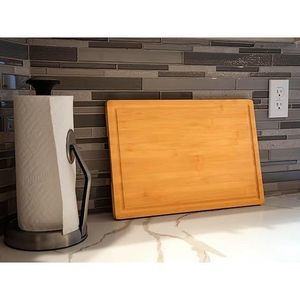 Grande planche à découper en bambou de 18 pouces pour la cuisine, planche à charcuterie en bois avec poignées latérales, bloc de découpe en bois pour râper et recueillir les jus - Product Image 2