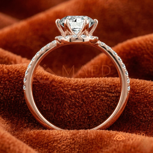 Rose Gold Plated Round Cut Halo Engagement <b>Ring</b> Women Twisted Crossover Pave Band American Diamond <b>CZ</b> Wedding <b>Ring</b> - Product Image 3