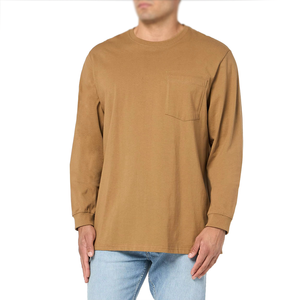 เสื้อยืดแขนยาวคอกลมผู้ชาย มีกระเป๋าหน้าอก สีพื้น ผ้าเจอร์ซีย์คอตตอน 100% ทรงปกติ สไตล์ลำลอง ใส่ได้ทุกวัน เหมาะกับฤดูใบไม้ร่วง - Product Image 4