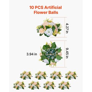 Per rose bianche Champagne 10 pezzi sfere di fiori artificiali diametro 9.5 pollici disposizione fiori fiori fiori centrotavola tavola nuziale - Product Image 3
