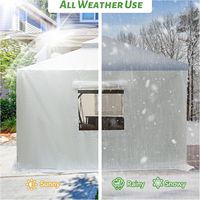 Cubierta para Gazebo de Techo Rígido Blanco de 12'x16', Universal para Exteriores, Impermeable, Cerrada, con Paredes Laterales y Ventanas de Malla para Invierno