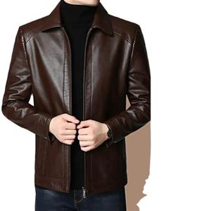 Veste universitaire en cuir véritable pour hommes vente en gros veste de moto avec logo personnalisé en relief avec fermeture à glissière pour la mode de printemps - Product Image 2