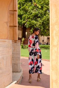 Vestido Maxi con Estampado Floral, Cuello Alto, Manga Larga, Corte en A, Chifón, Casual, Holgado, Transpirable, con Dobladillo Plisado, Cómodo para Primavera - Product Image 2