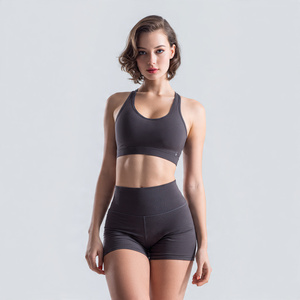 Compression <b>Bra</b> Yoga Wear Shorts 2 Piece Set Women Workout Athletic Wear Shorts Set Ladies - Product Image 3