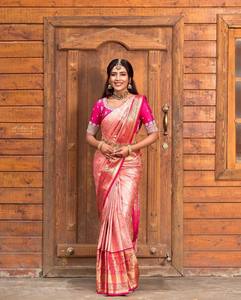 Sari de Seda Suave con Tejido Zari Plateado Banarasi de Diseño de Lujo, para Bodas Tradicionales y Fiestas, Verano e Invierno, Sin Arrugas, Estilo Indio - Product Image 4