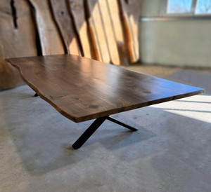 Table à manger de luxe en bois massif avec base métallique robuste, design contemporain, 6 places, pour appartement, hôtel, villa, maisons modernes, rectangulaire - Product Image 4