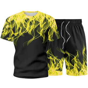Ensemble T-shirt et short décontracté en coton et polyester, personnalisable avec logo par sublimation, écologique, style urbain - Product Image 4