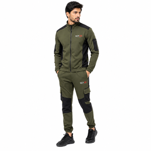 Survêtement de sport décontracté pour homme, tissu doux, veste à fermeture éclair intégrale, pantalon à taille élastique, construction respirante, confortable au quotidien - Product Image 1