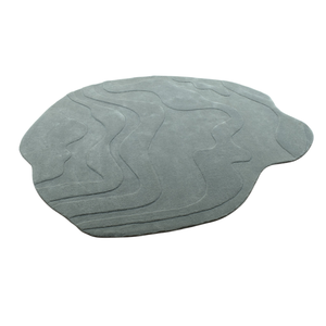 Tapis moderne en laine tuftée à la main, motif abstrait, gris minimaliste, contour topographique sculpté, irrégulier 6x7 - Product Image 1
