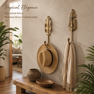 Premium Golden Leaf Wall Hook Hanger Antique Brass Finish Decorative Wall Mounted Organizer for Home Office and Entryway Decor - Product Image 2
