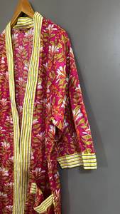 Robe kimono en coton à imprimé floral bohème, vêtement de détente élégant et décontracté - Product Image 4