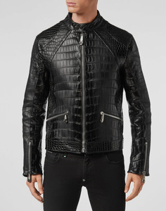 Veste en cuir de crocodile de qualité supérieure pour homme, texture authentique, luxe, mode, chaude, durable, élégante, manteau d'hiver - Product Image 3