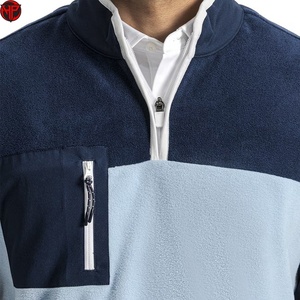 Chaqueta polar de cuello alto con bloques de color para hombre, jersey con cremallera de un cuarto, bolsillos con cremallera, ropa de abrigo para otoño e invierno, chaqueta polar para hombre - Product Image 3