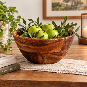 Tazón de Madera Hecho a Mano, Forma Redonda, Grano de Madera Natural, Decoración para el Hogar, Hecho de Madera Sólida para Exhibición en Mesa - Product Image 2