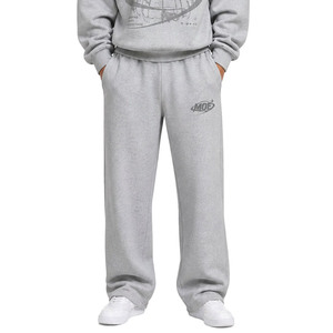 Sudadera con capucha gris personalizada con estampado DTG, oversize, de corte holgado, con cremallera de un cuarto, cuello alto tipo embudo, y joggers de forro polar de 450GSM, al por mayor - Product Image 3
