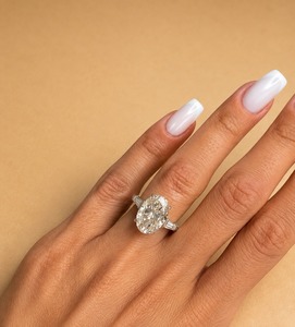 3 Carat IGI Certified Lab Grown Oval Diamond Engagement Ring 14K White Gold Tapered Baguette Solitaire Side Diamonds VVS2 - Product Image 3