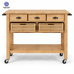 Carrito de Almacenamiento de Cocina de 3 Niveles con Ruedas, en MDF con Chapa de Roble Acacia, Ecológico, Duradero, Fácil de Limpiar e Instalar - Product Image 1