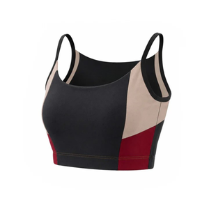 Sujetador deportivo sin costuras de secado rápido con bloques de color y logo personalizado para mujer, top corto de yoga con tirantes finos, sexy y de corte alto para gimnasio y fitness. - Product Image 6