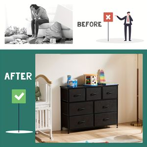 Comò a 7 cassetti per camera da letto con armadietti e unità di stoccaggio mobili già assemblati - Product Image 5